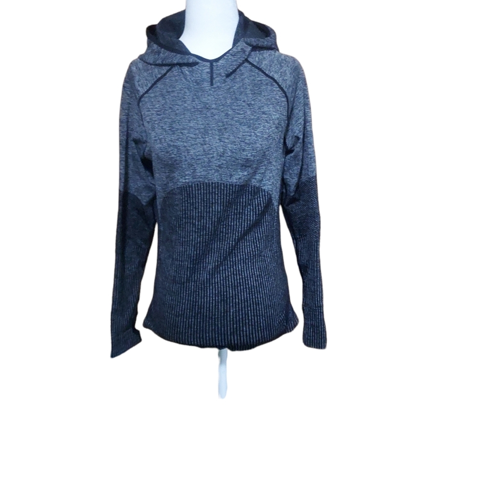 Fabletics Avaline S Hoodie Seamless Gray Black Woman Athletic Jacket Sha…